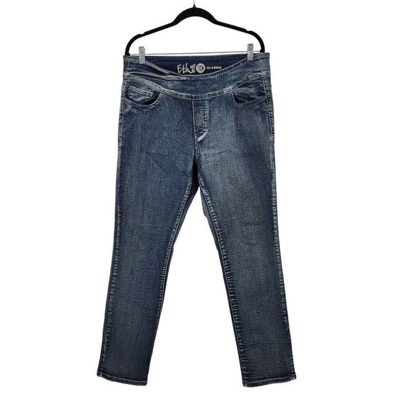 Ethyl Classic Womens Stretch Denim Jeans Sz 14 Mid-Rise Slim Fit Dark Wash - Picture 2 of 12
